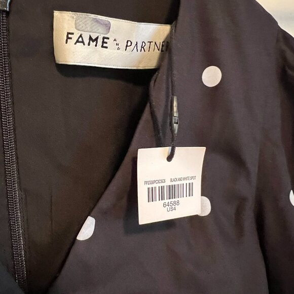 Fame & Partners Black & White Polka Dot The Chen Peplum Top 4 - Picture 7 of 12